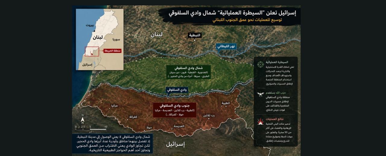 إسرائيل تعلن “السيطرة العملياتية” شمال وادي السلوقي… وتقترب جغرافياً من المجال الحيوي للنبطية