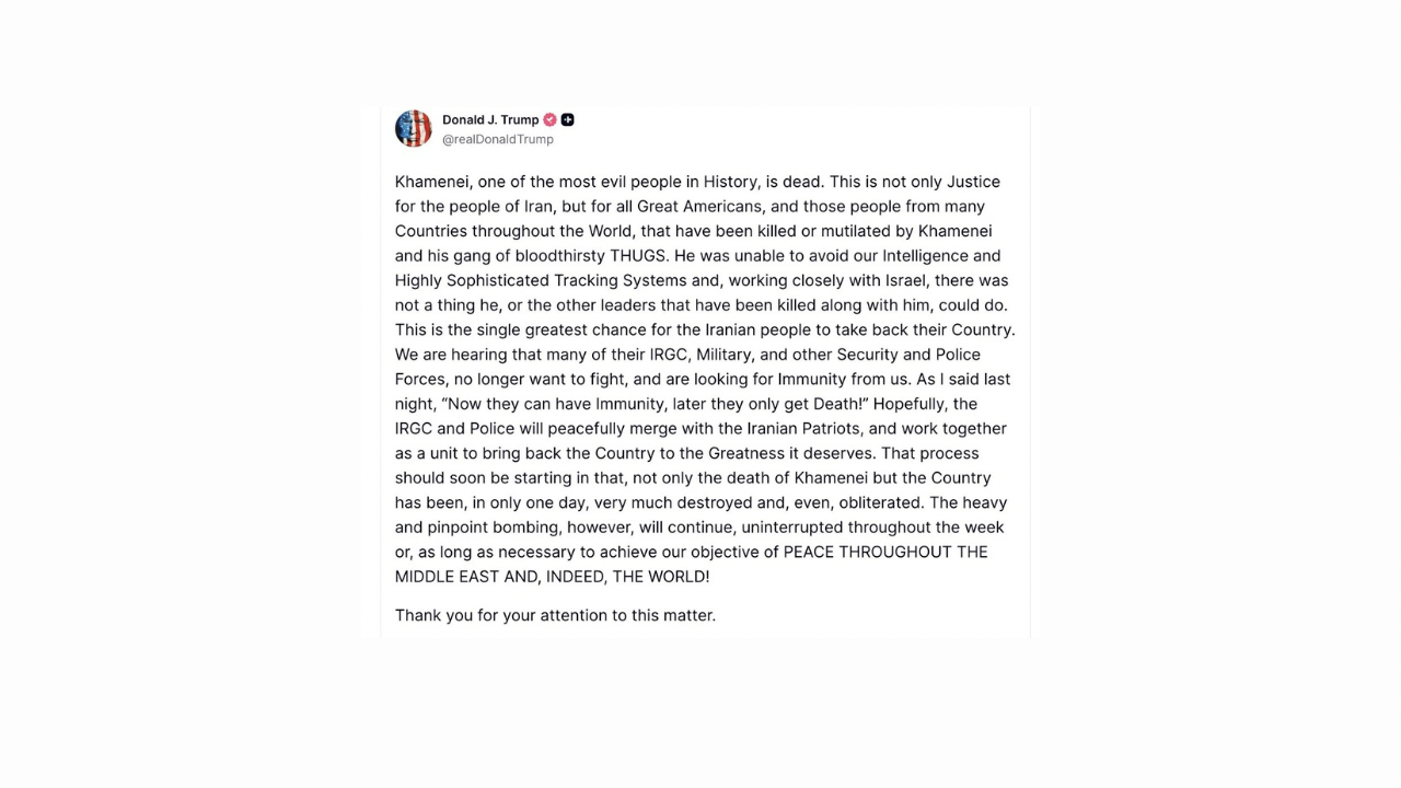 ترامب: «خامنئي قُتل»… واسرائيل تملك صورة جثته