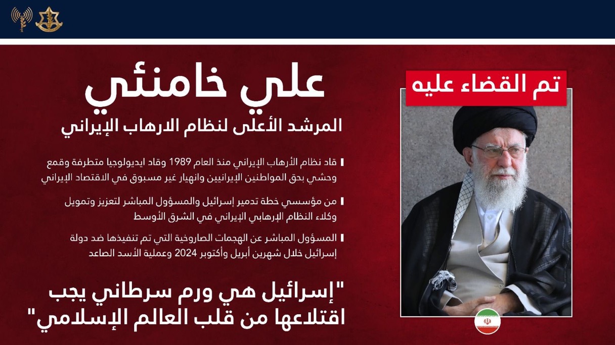بيان اغتيال الخامنئي عن الجيش الاسرائيلي