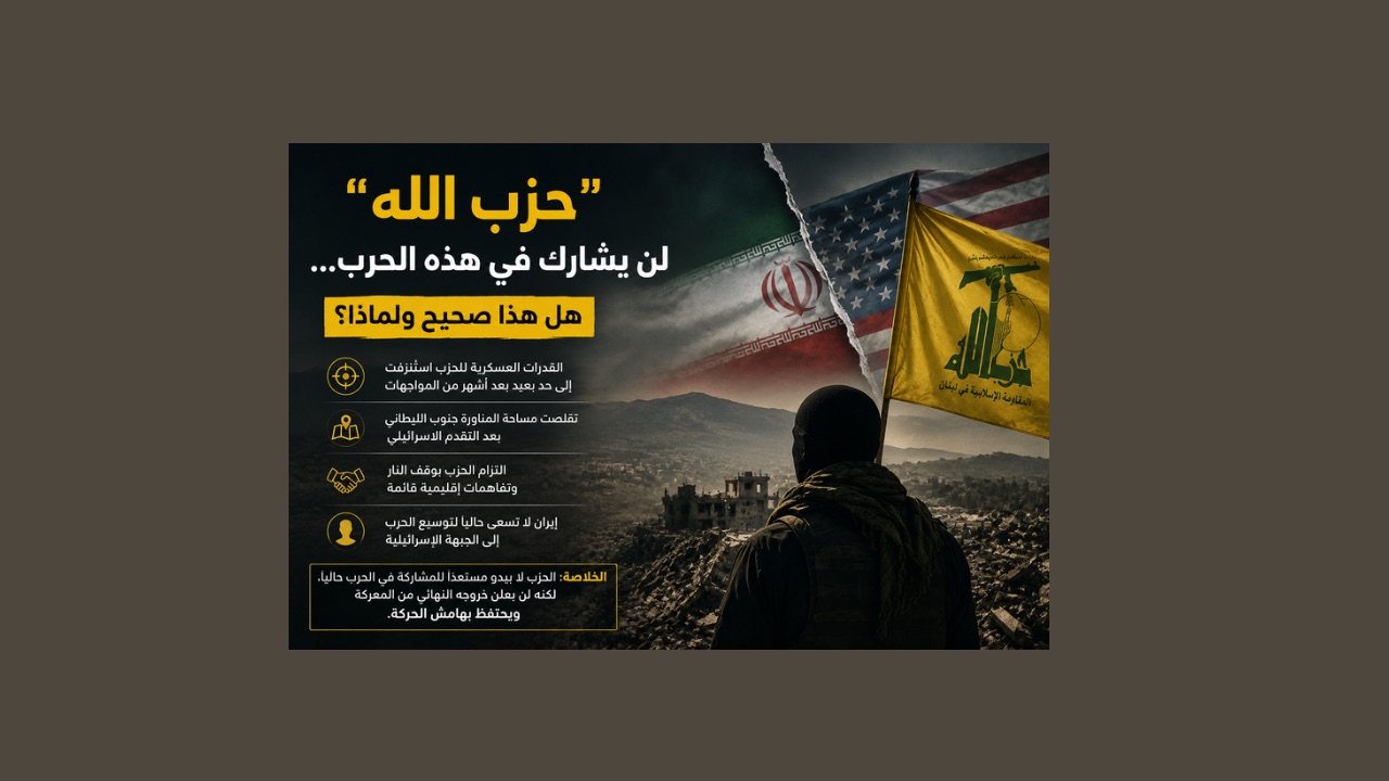حزب الله لن يشارك في هذه الحرب… هل هذا صحيح ولماذا؟