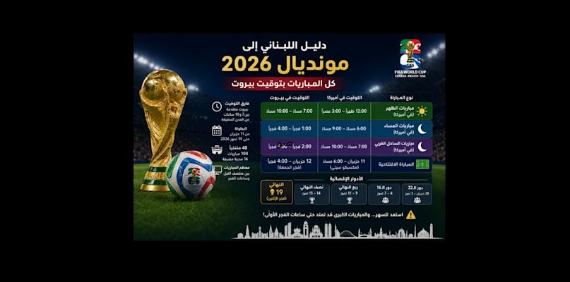 دليل اللبناني إلى مونديال 2026: متى تسهر؟ وما هي المباريات التي لا تُفوّت بتوقيت بيروت؟