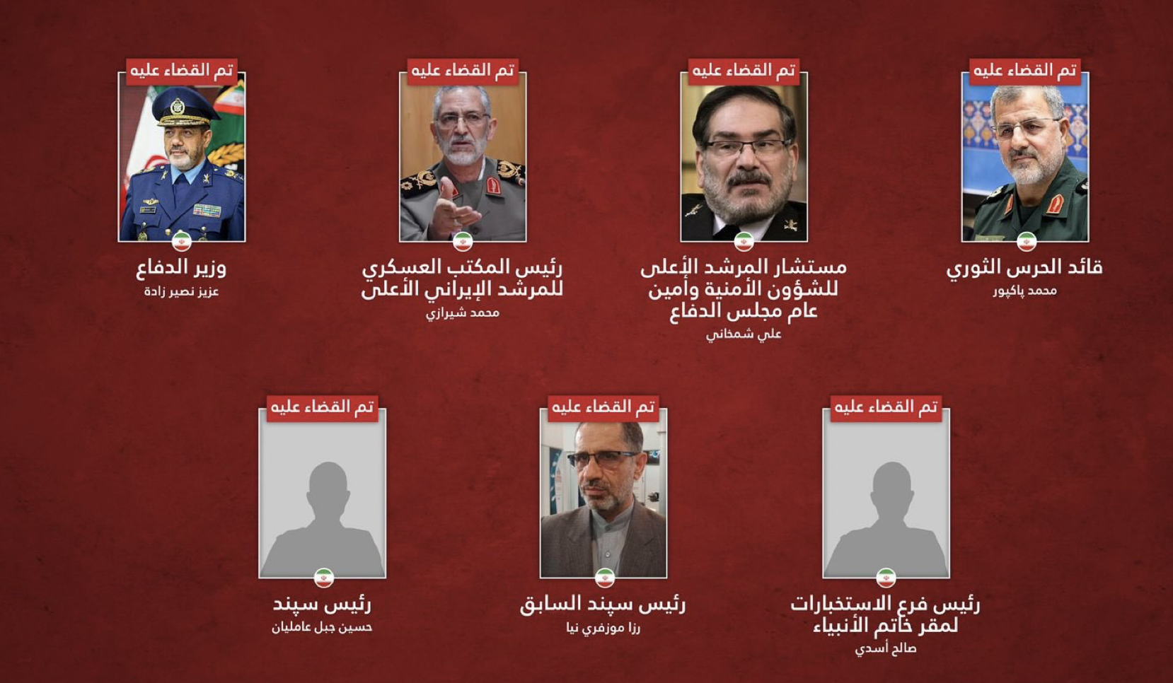 إسرائيل تعلن أسماء الذين تمّت «تصفيتهم» في إيران اليوم