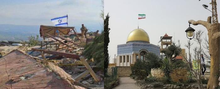 الجيش الإسرائيلي يرفع علم بلاده في "حديقة إيران" على ركام "قاسم سليماني"