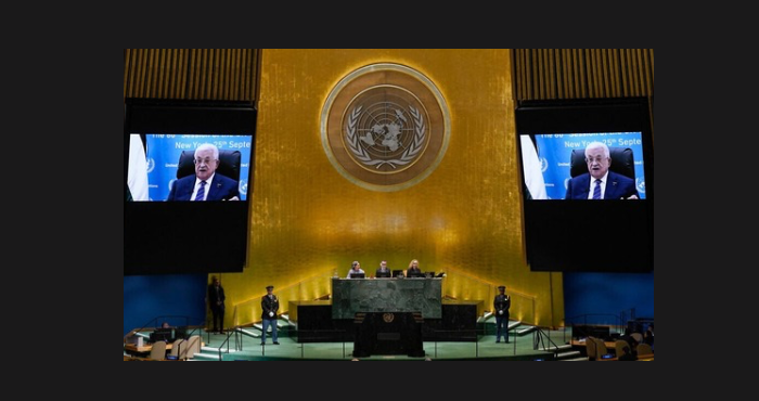 ‎ محمود عباس أمام الأمم المتحدة: نرفض هجوم حماس ونُدين جرائم الاحتلال ونطالب بالعدالة لفلسطين