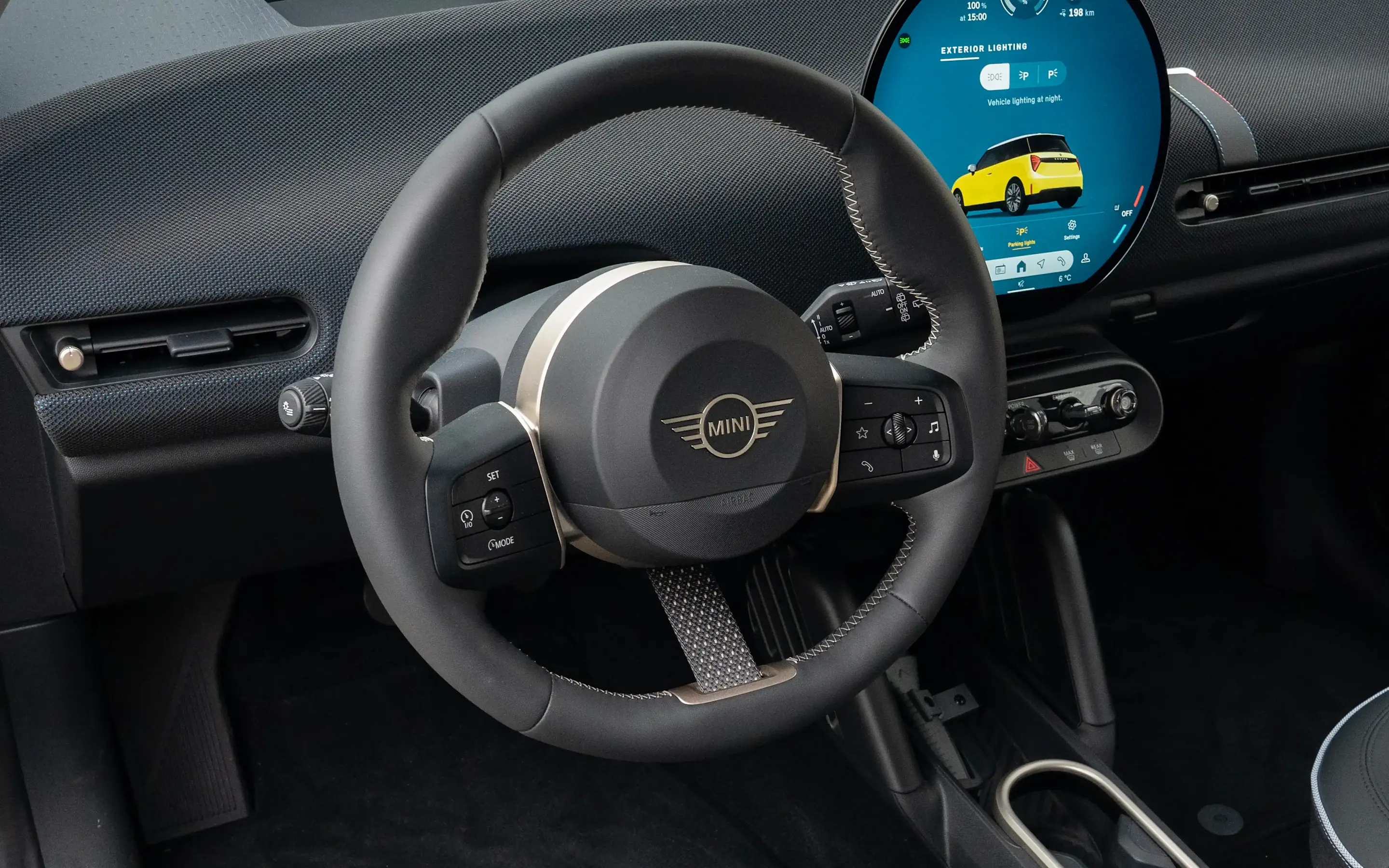 Het stuur van de MINI Cooper