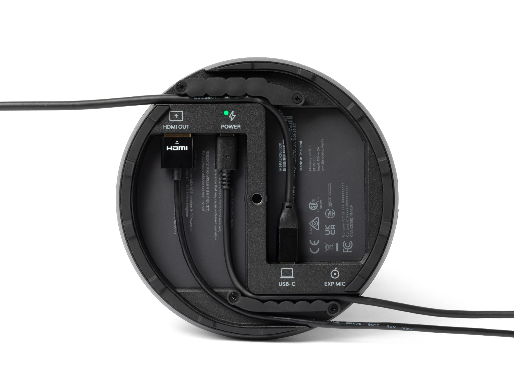 Meeting Owl 5 Cable Management at base of product