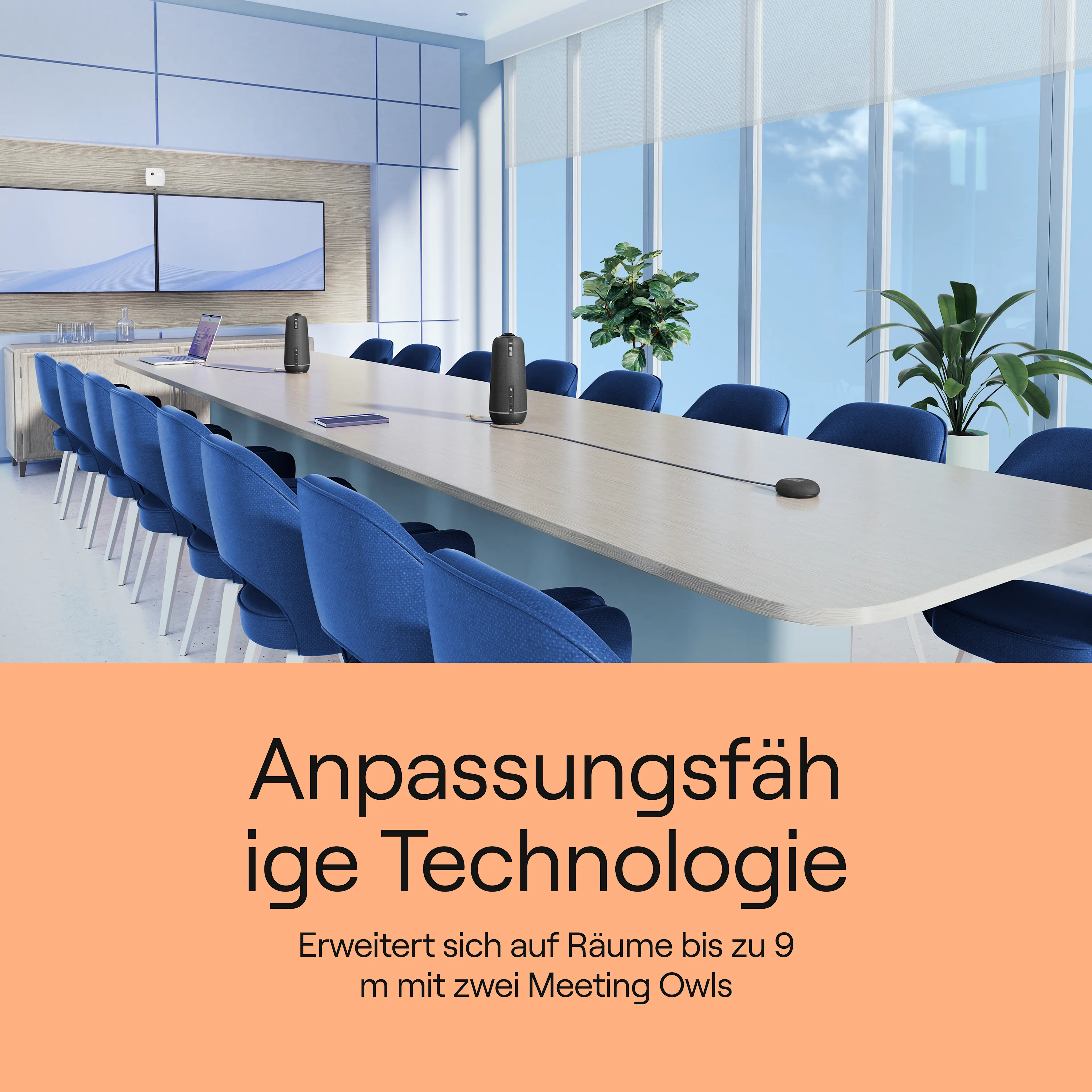 2 Meeting Owl 4+ and Expansion Mic reach 28 feet of meeting space