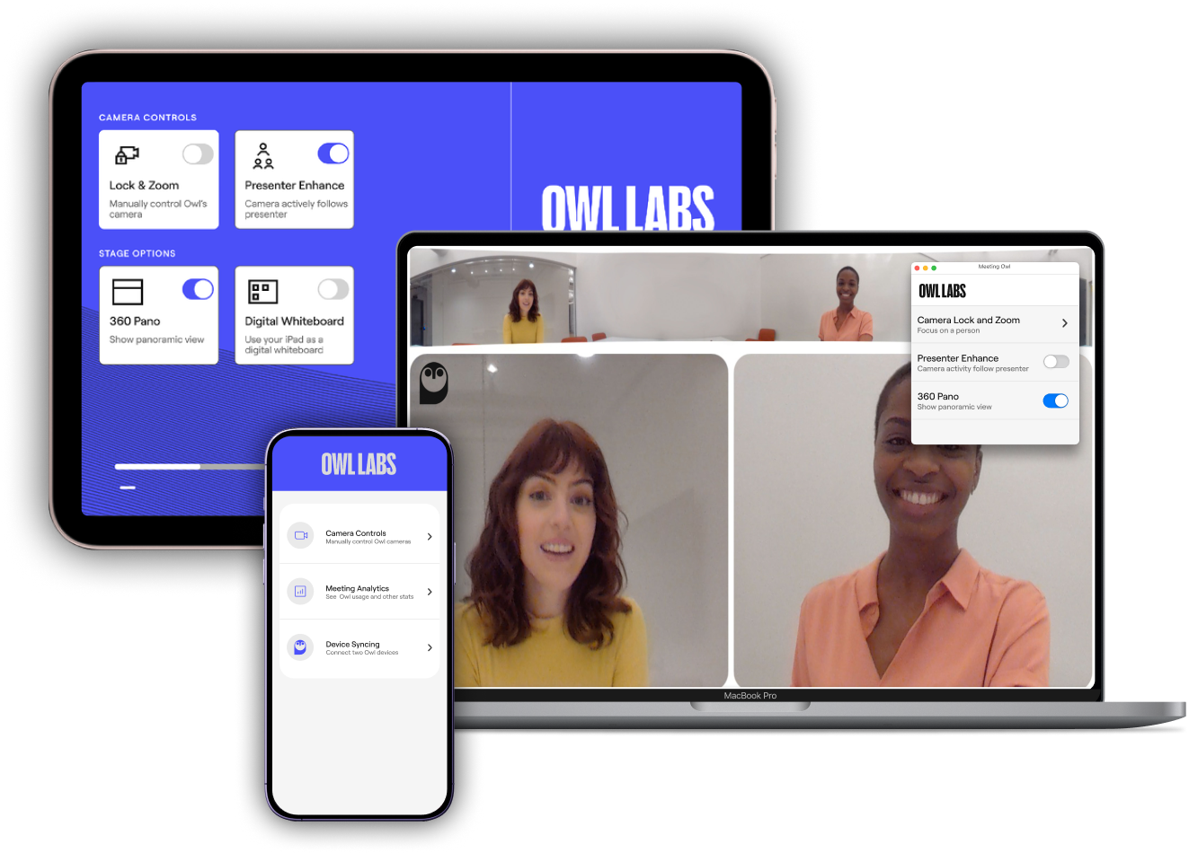 The Owl Bar is compatible with the Owl Labs App