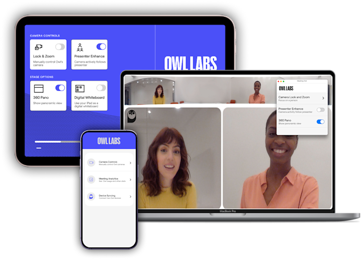 The Owl Bar is compatible with the Owl Labs App