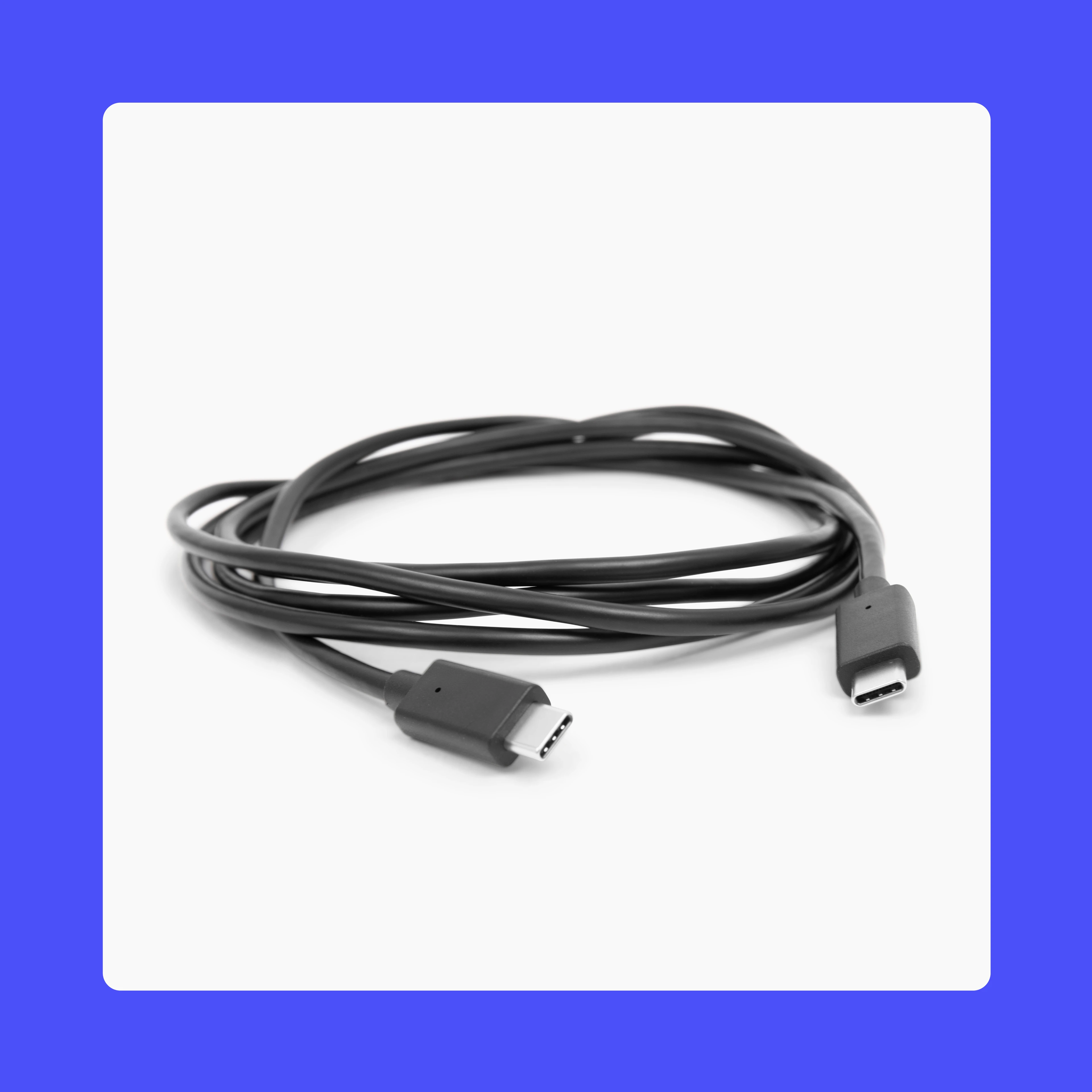 product | accessory | usb c - usb c 6' cord | purple background