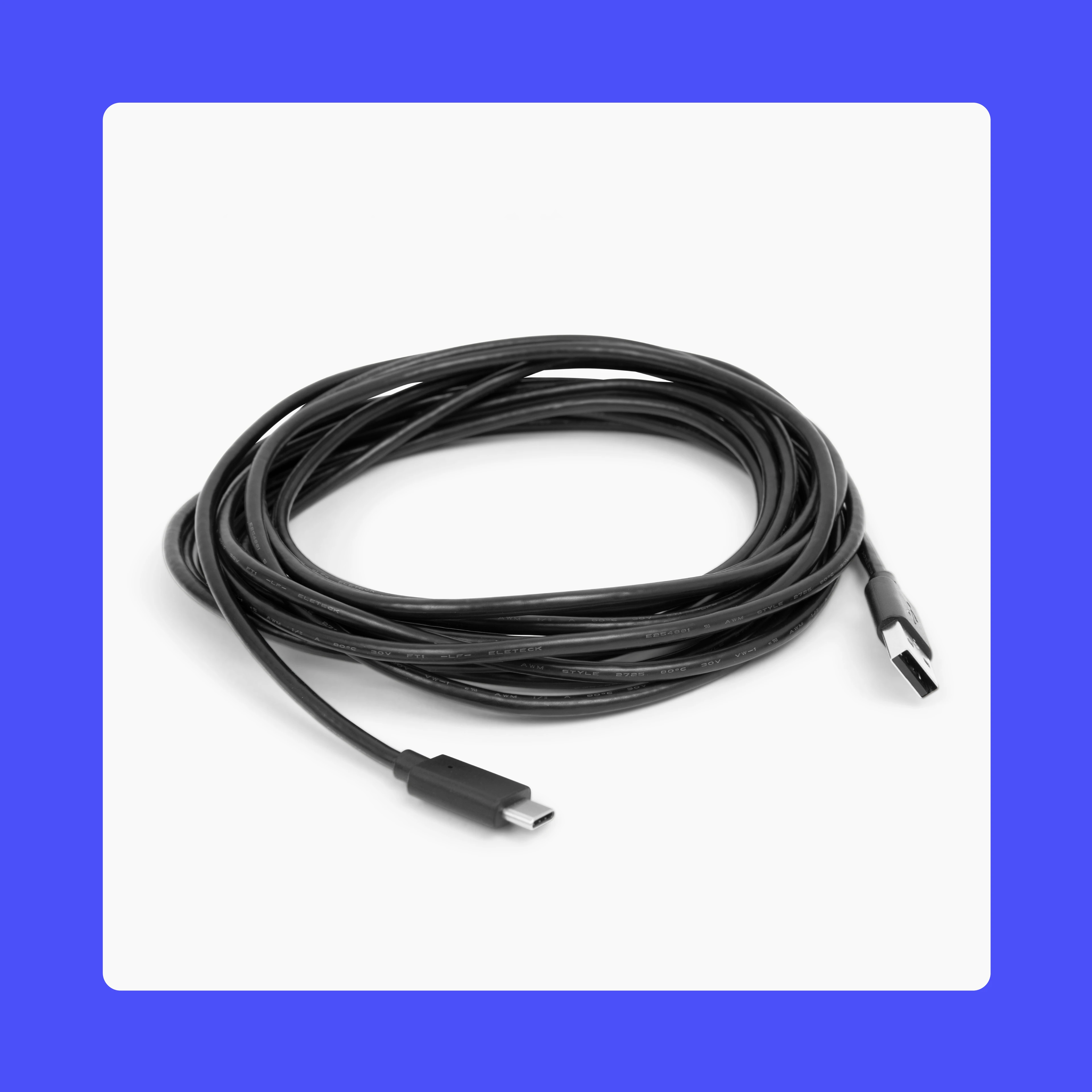 product | accessory | usb c - usb a 16' cord | purple background