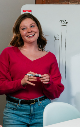 Hero Carousel Assets - Female - Pink Shirt - Whiteboard