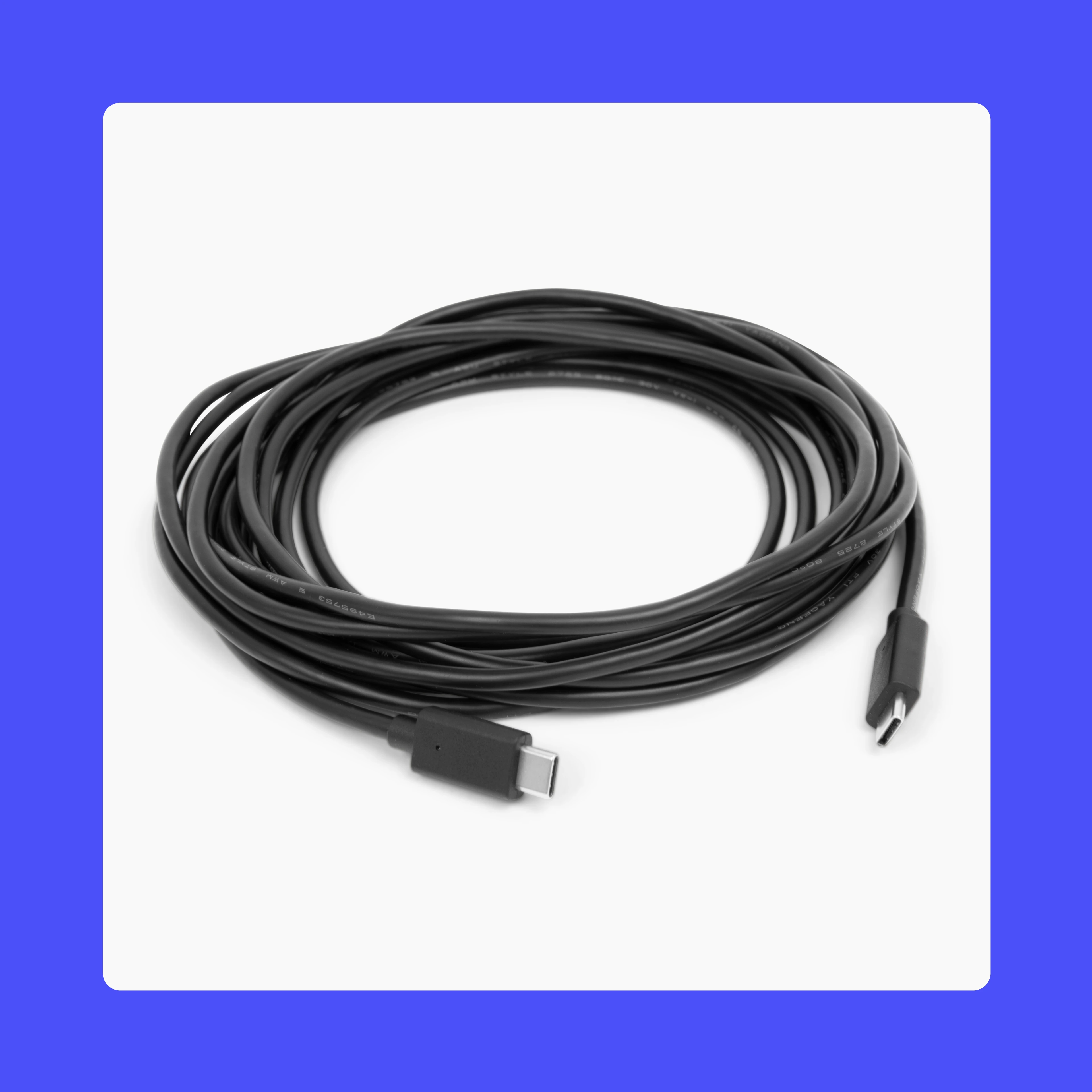 product | accessory | usb c - usb c 16' cord | purple background