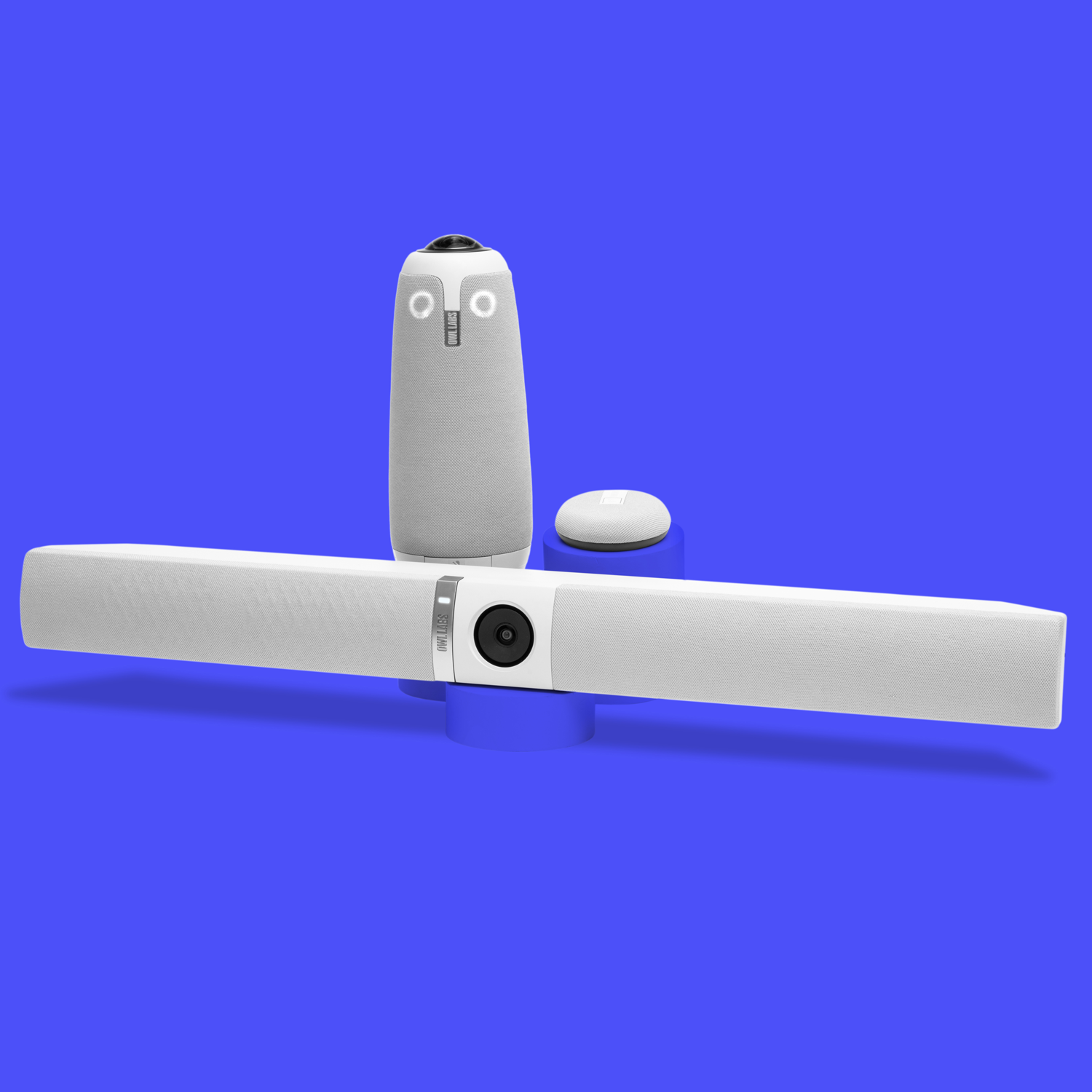 1:1 Bundle | Meeting Owl 3 + Owl Bar + Mic | Blue Background