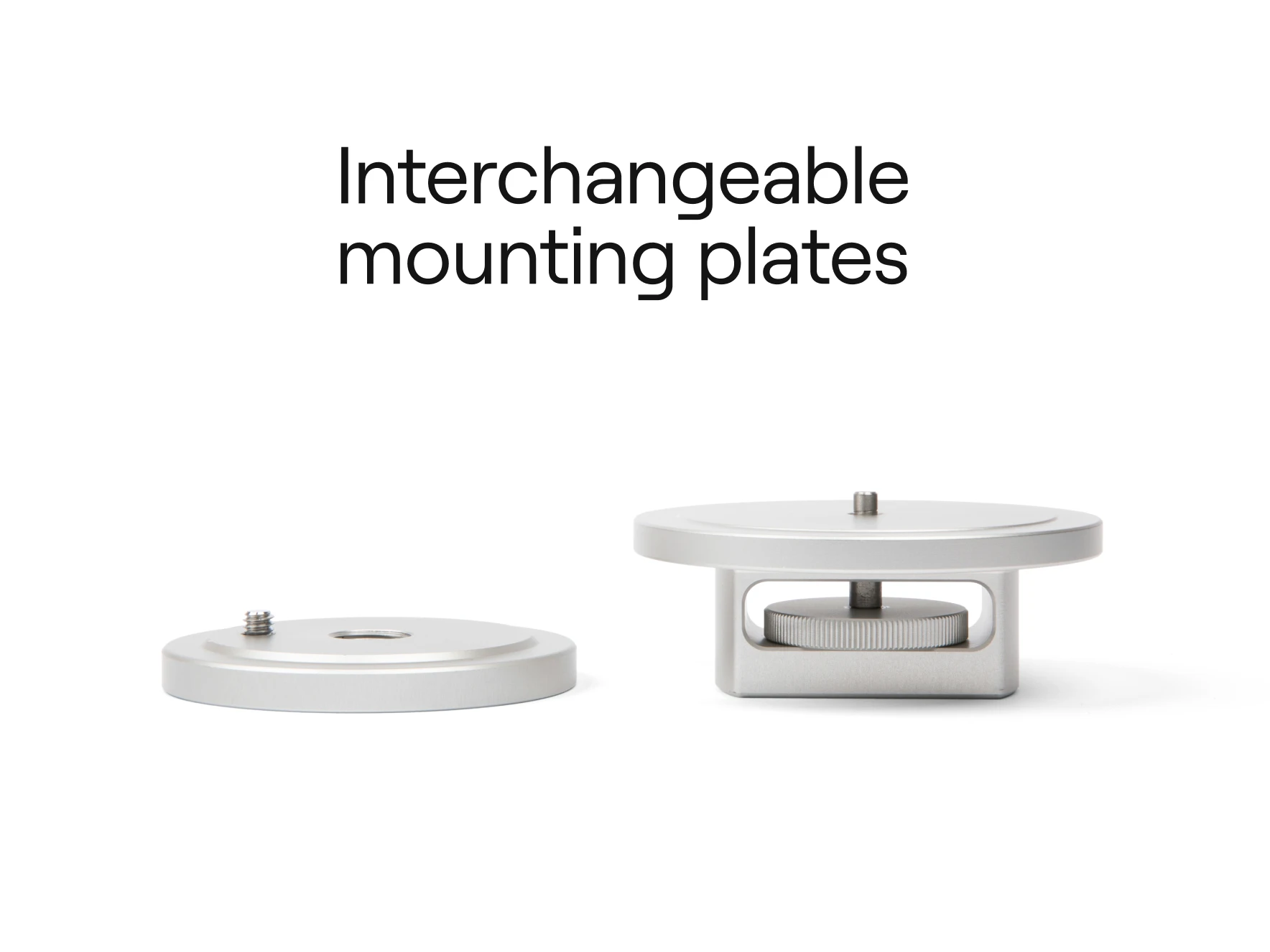 Meeting Owl Tripod with Mounting plates for each type of Meeting Owl, text explainer