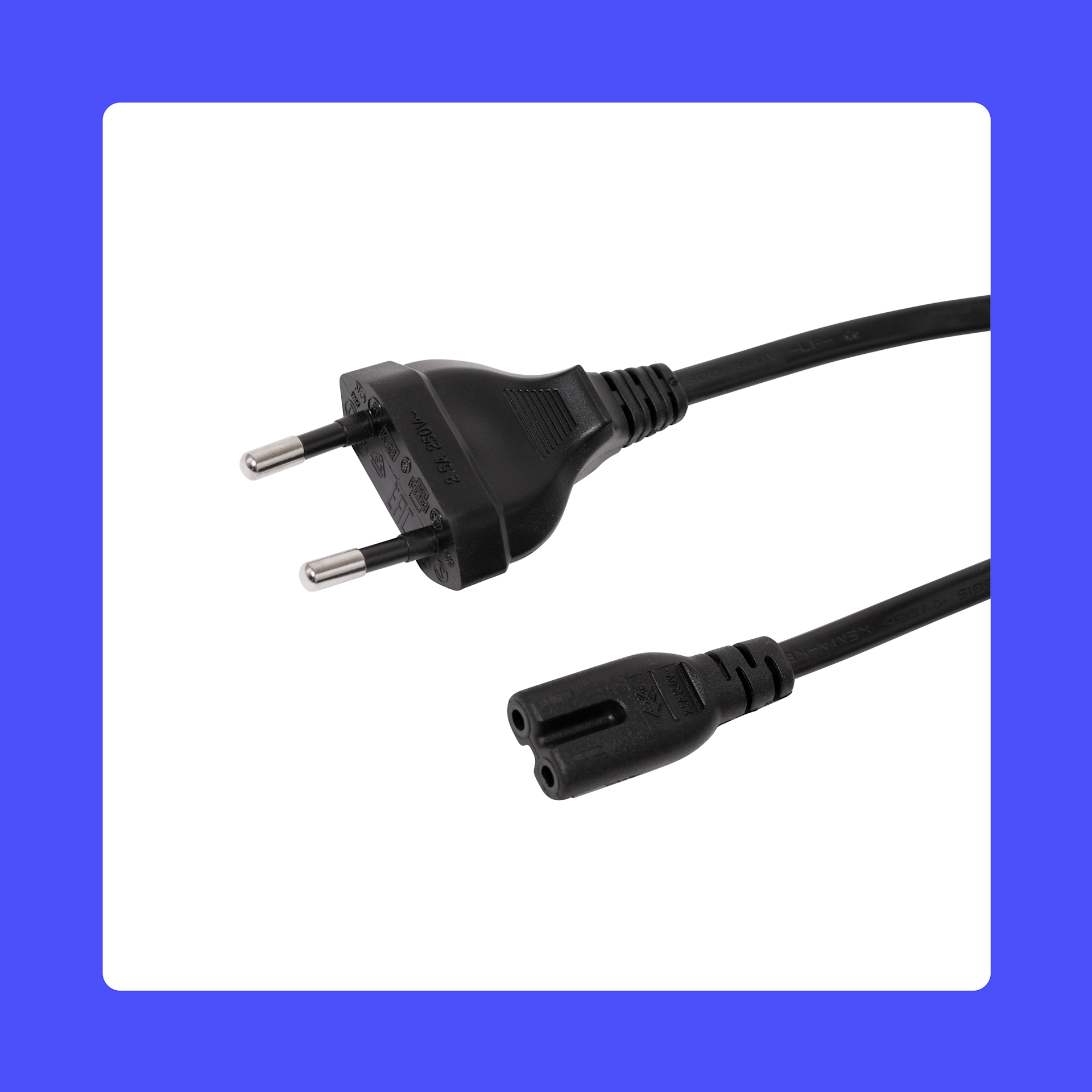 eu line cord purple background