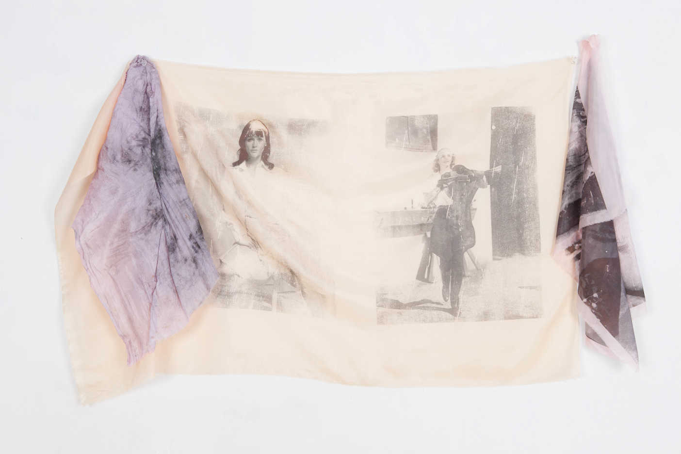 Print on fabric, purple and black Margot Kidder, Frances Farmer