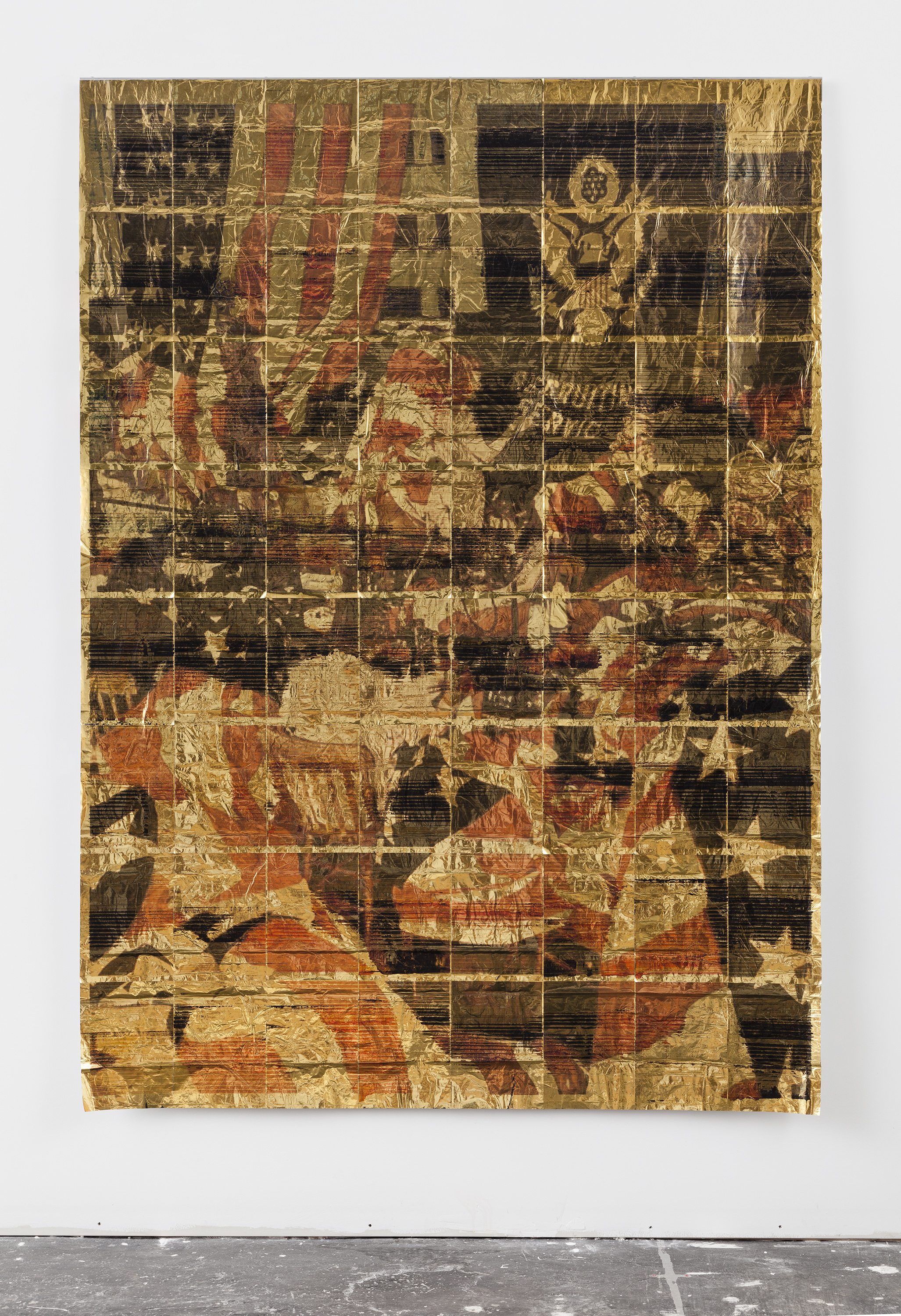 Gold tapestry, flags