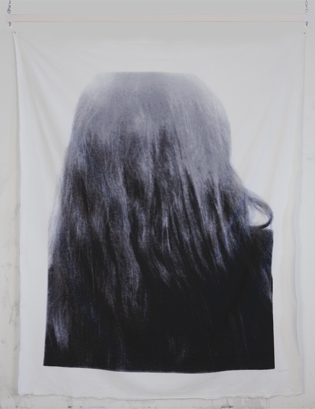 Back of head, print on fabric