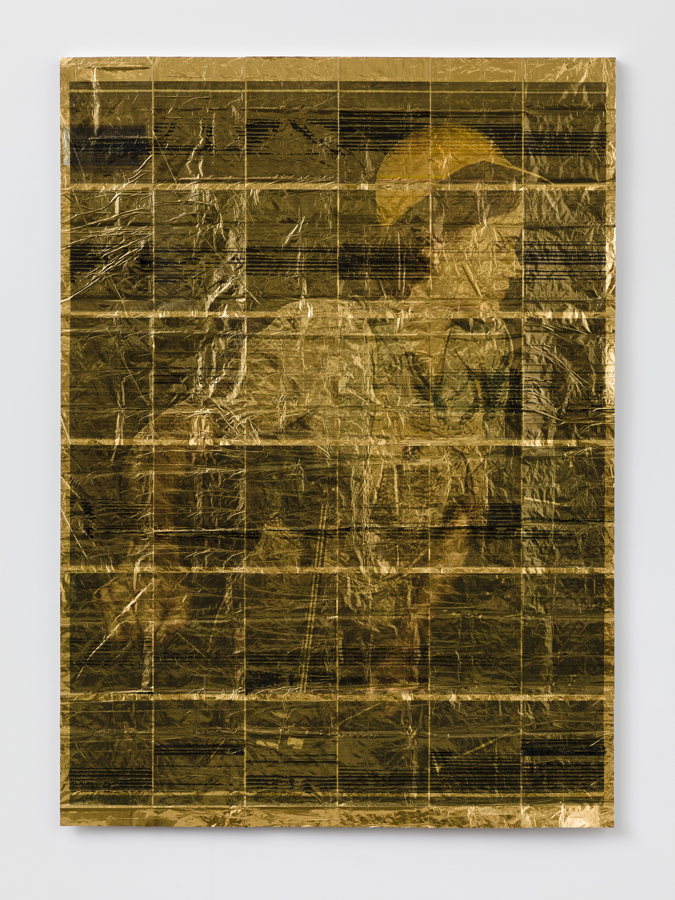 Tapestry, gold with woman