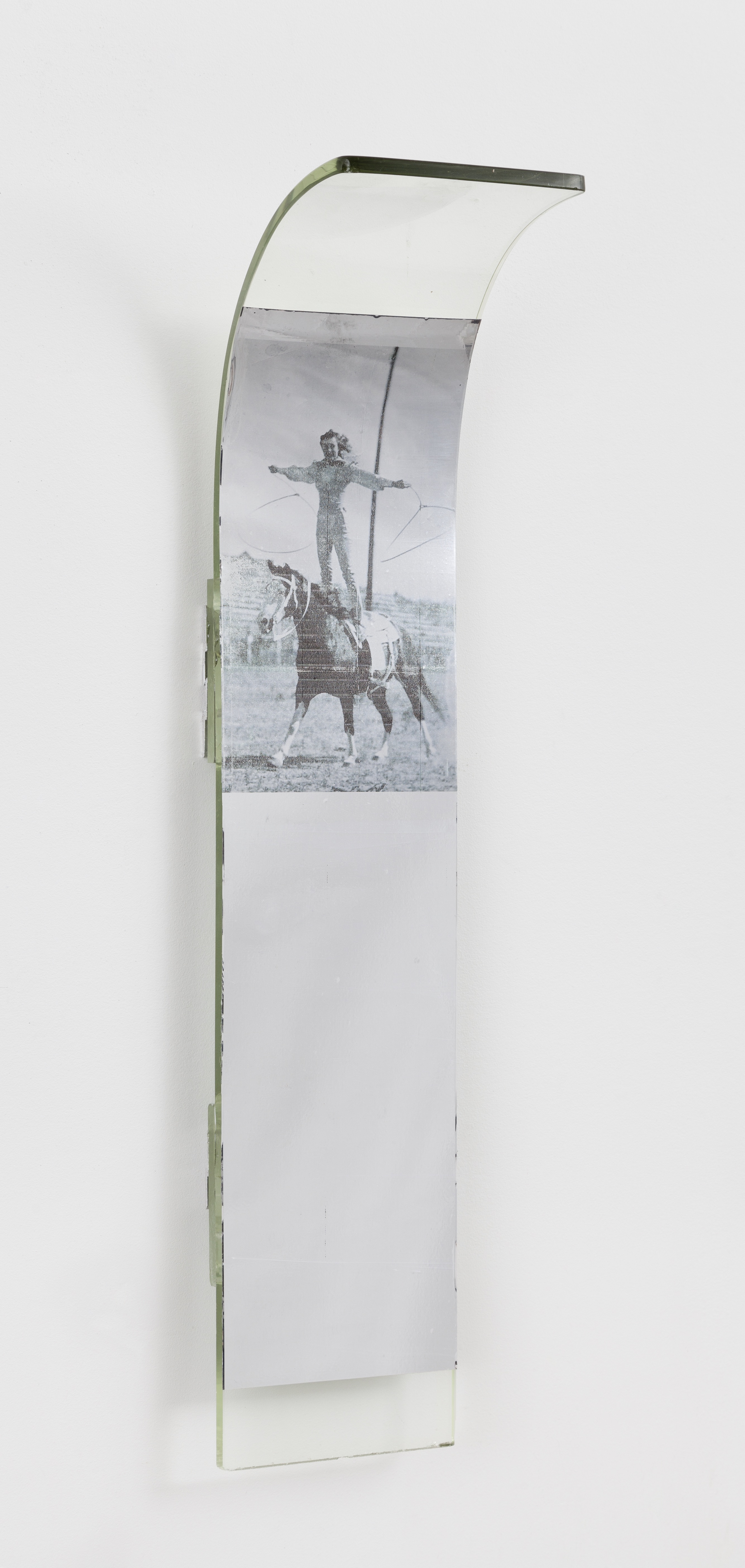 Untitled (Woman on a Horse with Lassos), curved glass 