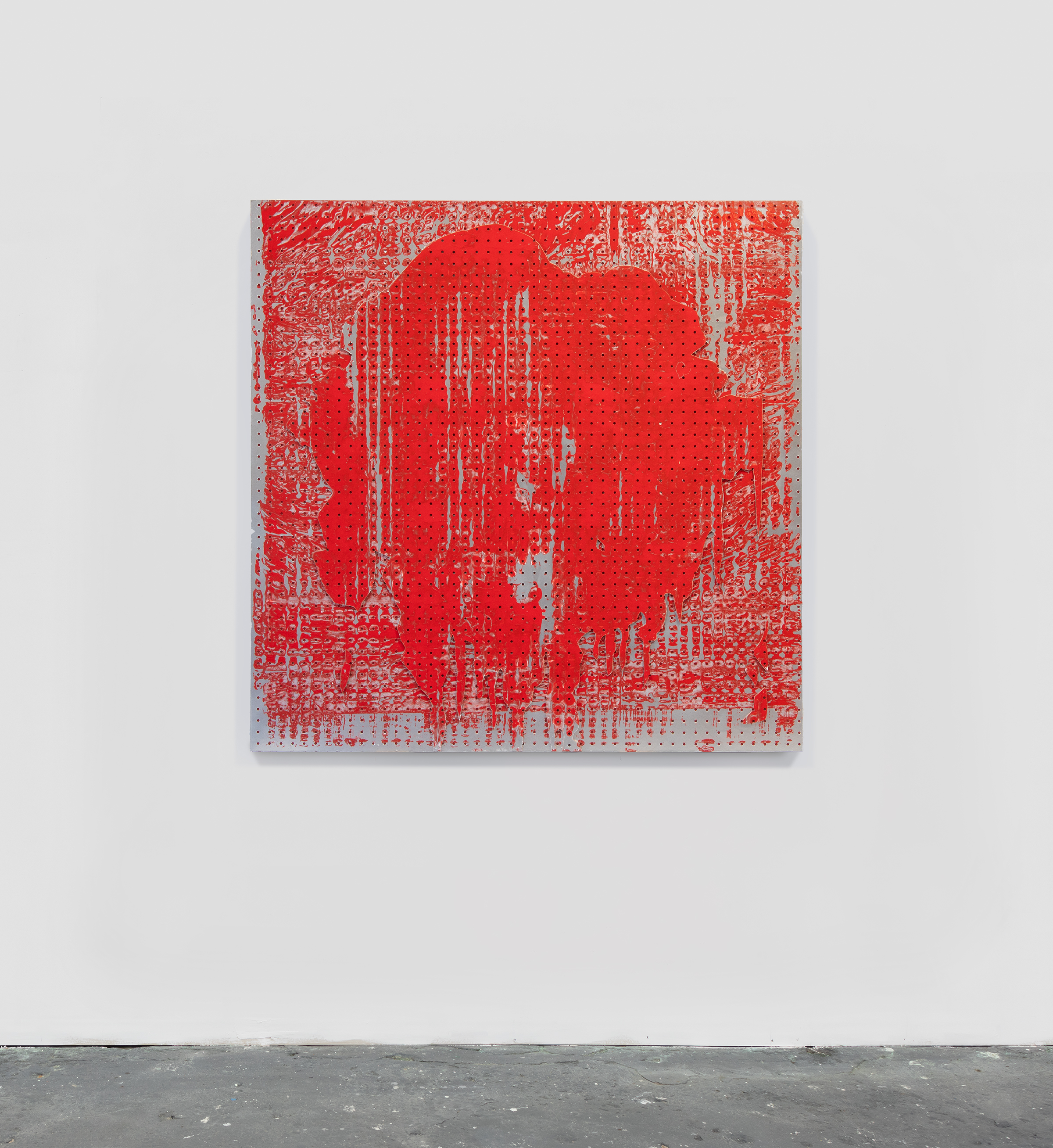 red drip barn with studio floor