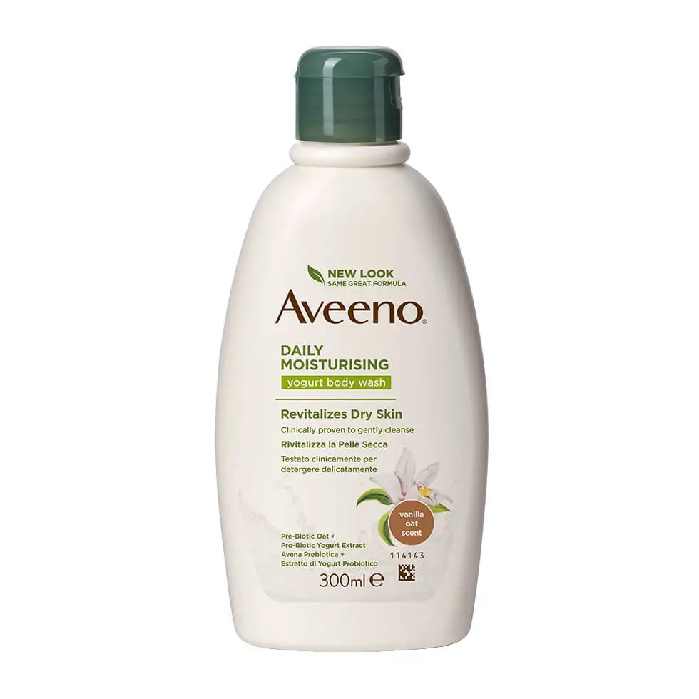 AVEENO® DAILY MOISTURISING BAGNO DOCCIA ALLO YOGURT, AL PROFUMO DI VANIGLIA E AVENA
