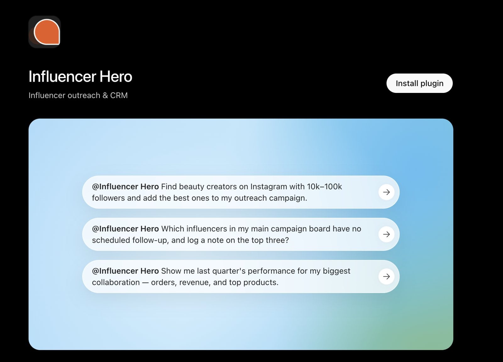 Official connector screenshot supplied in Influencer Hero's help guide. [20]