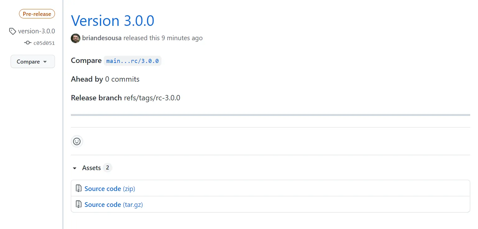 GitHub pre-release created