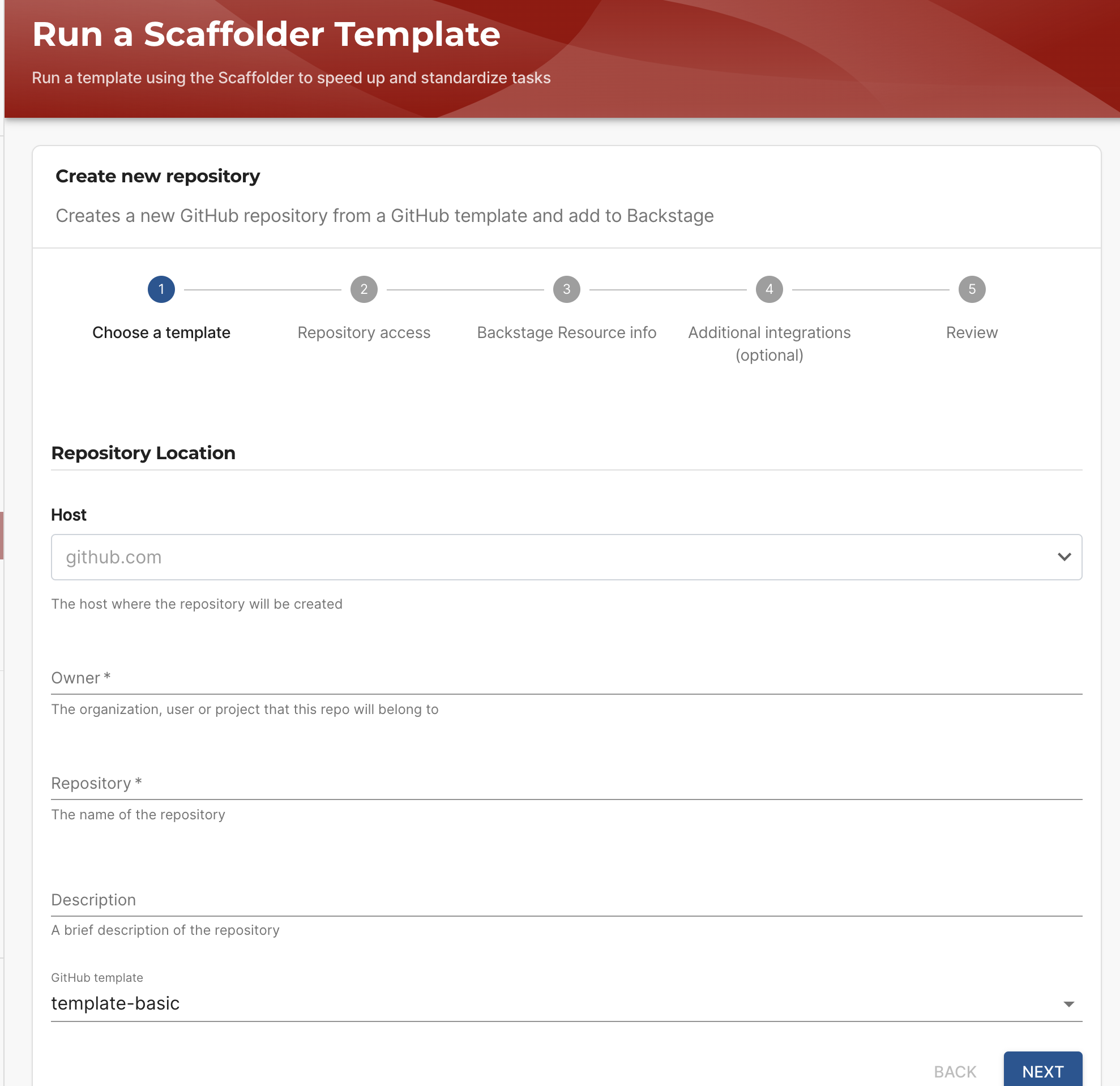 Scaffolder template in Backstage