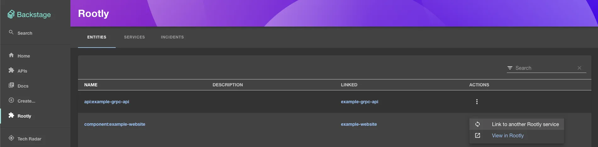 Rootly entities page