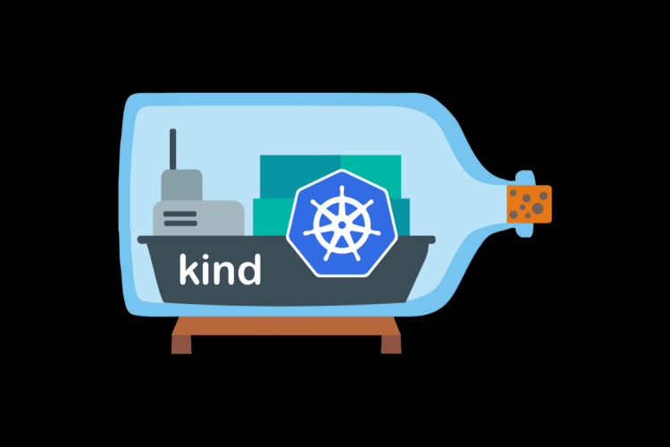 The kind logo - a ship in a bottle - on a dark background