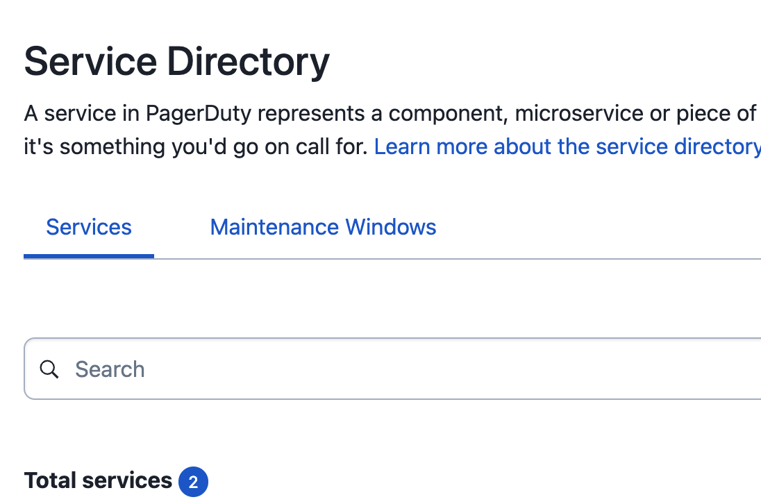 PagerDuty service search