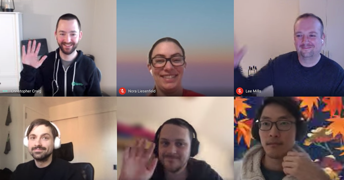 6 reddit employees waving on a zoom call