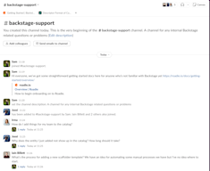 Support channel example in Slack