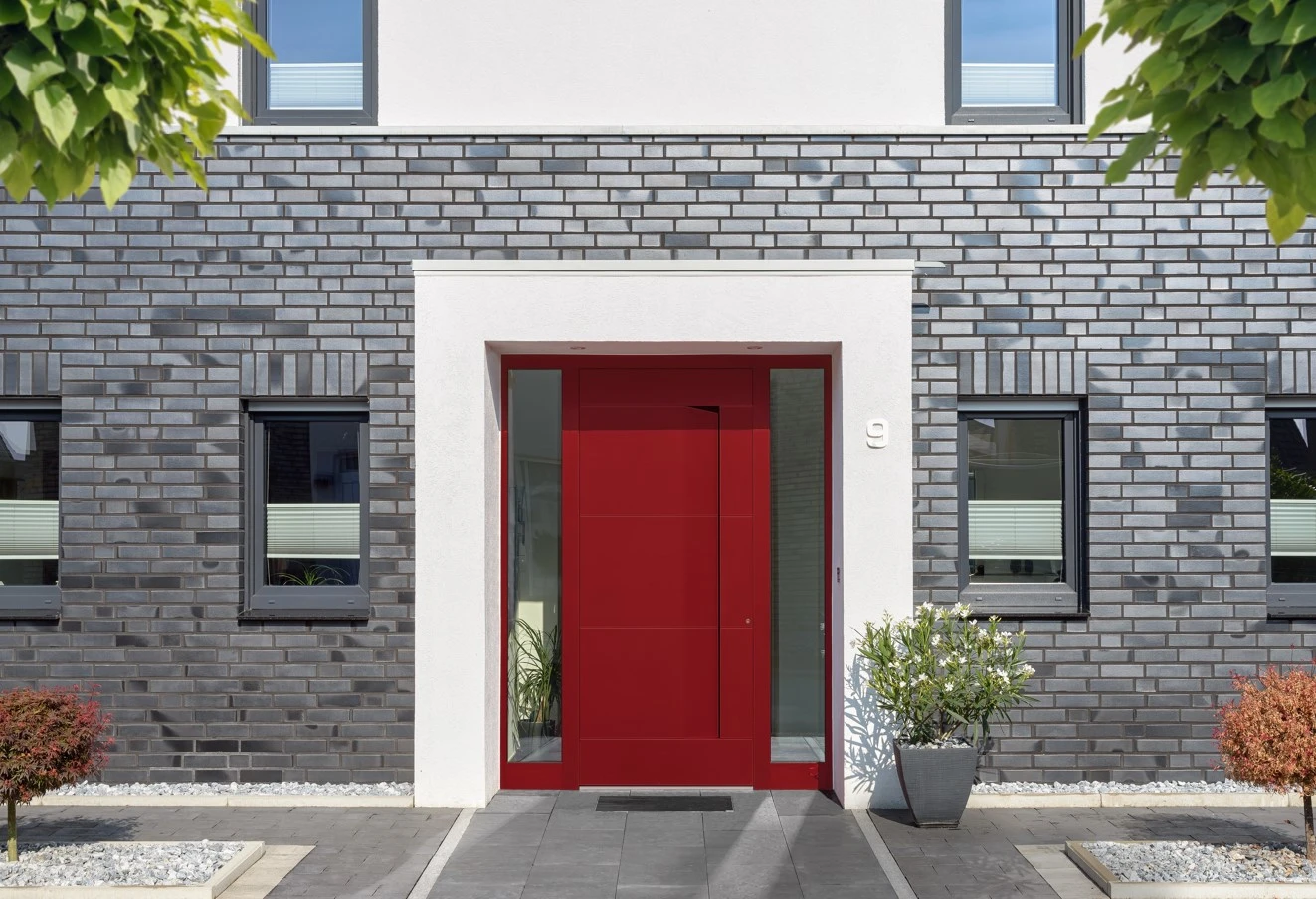 Contemporary Front Door with Sidelights