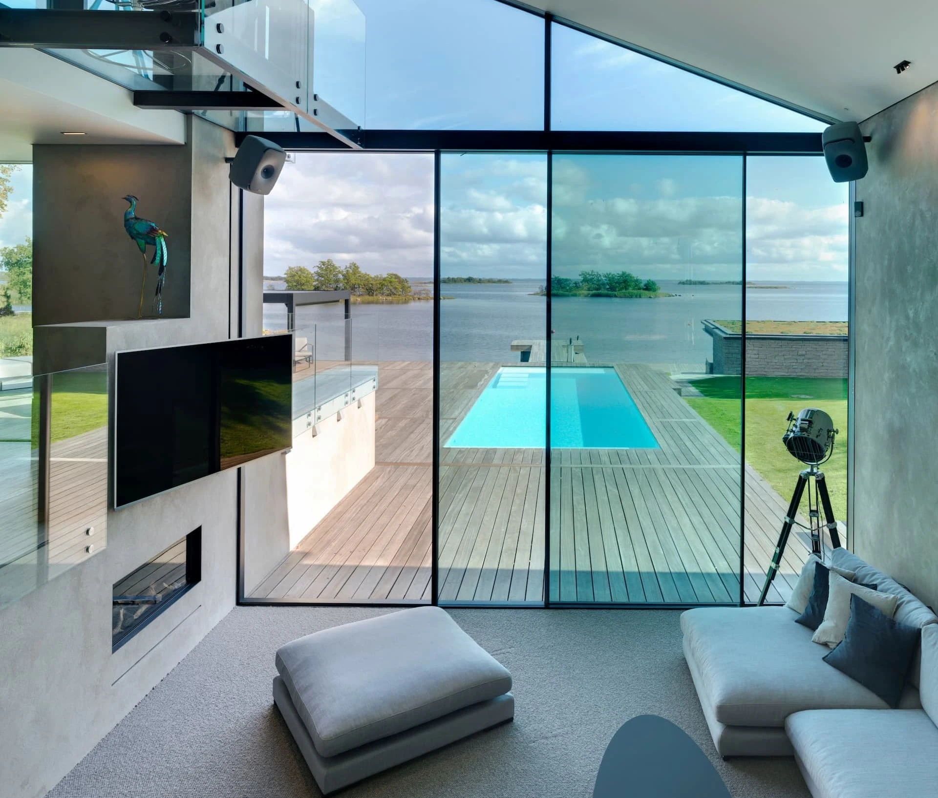 Aluminium sliding glass door pool