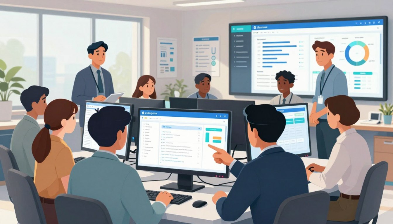 Hospital staff learning Cliniqwise hospital management software with simple UI and minimal training