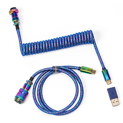 Rainbow Plated Blue Premium Coiled Aviator Cable @ TK Computer Cambodia