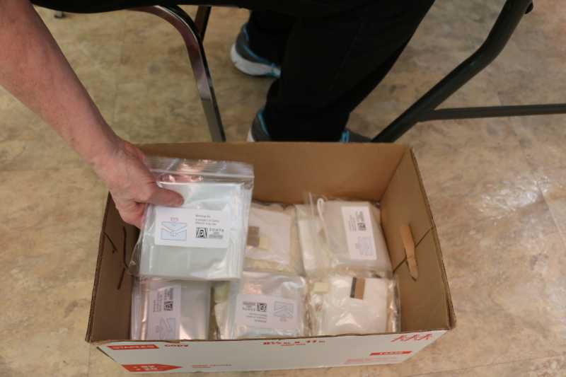 A box of assembled birthing kits