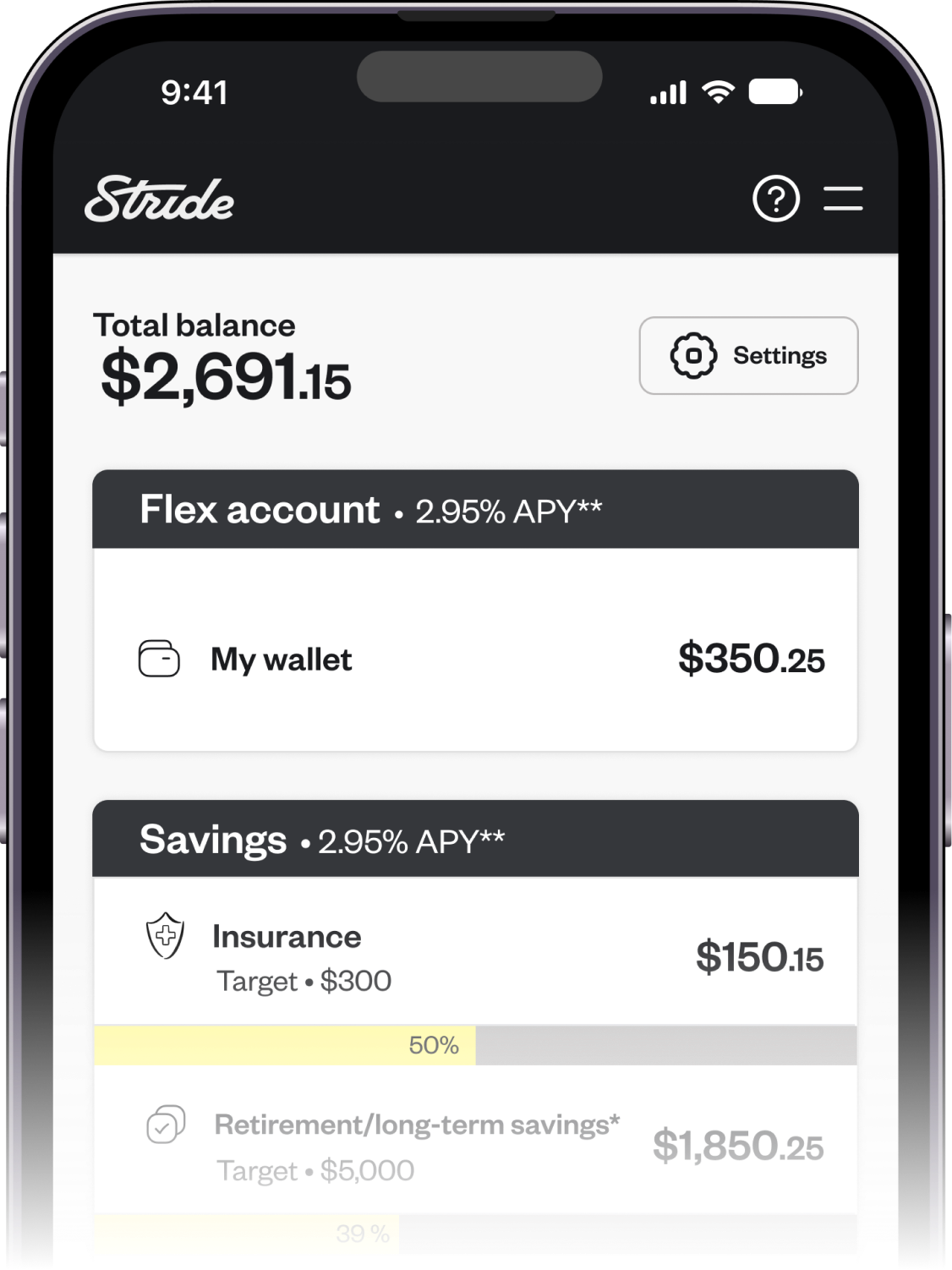 Stride Save on mobile phone