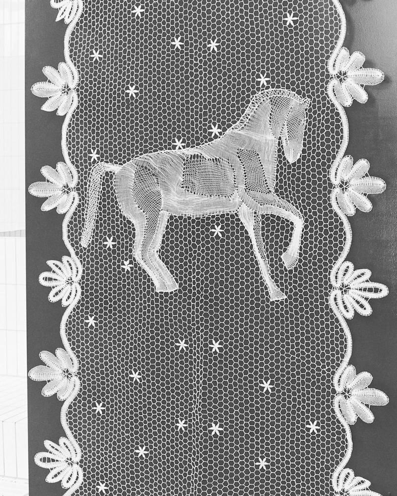 The lace tapestry was designed by Zofia Chylak and handmade by Ewa Szpila and the lacemakers of Bobowa