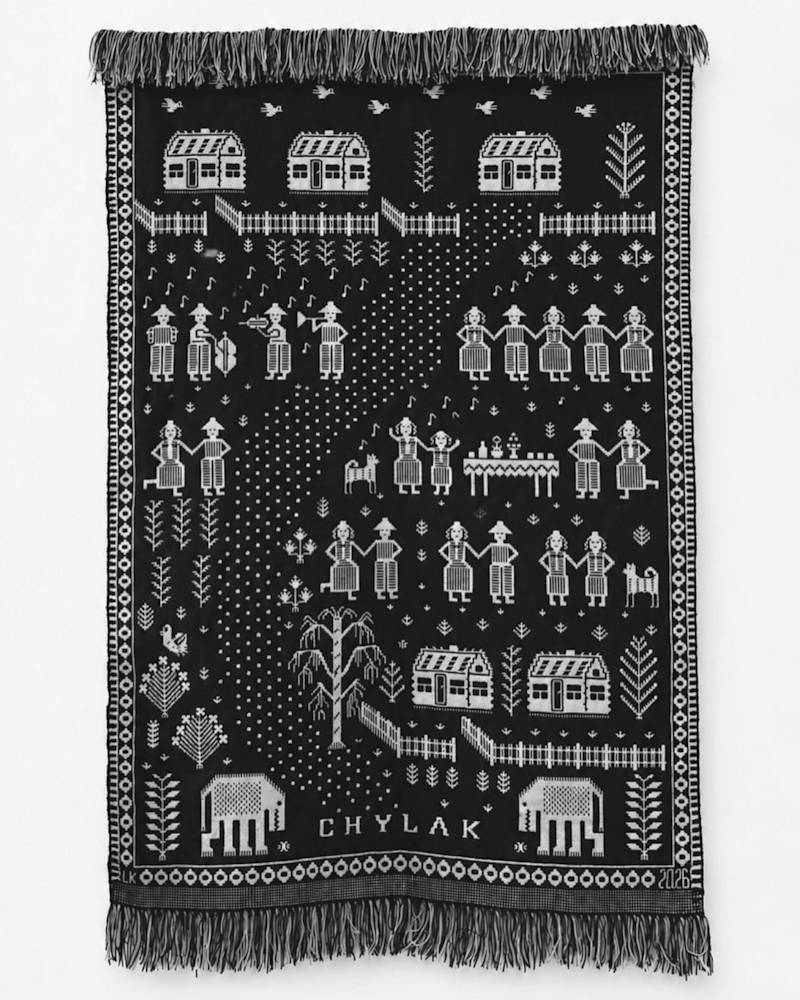 The “CHYLAK VILLAGE” fabric was designed by us and handwoven on a traditional loom by weaver Lucyna Kędzierska,