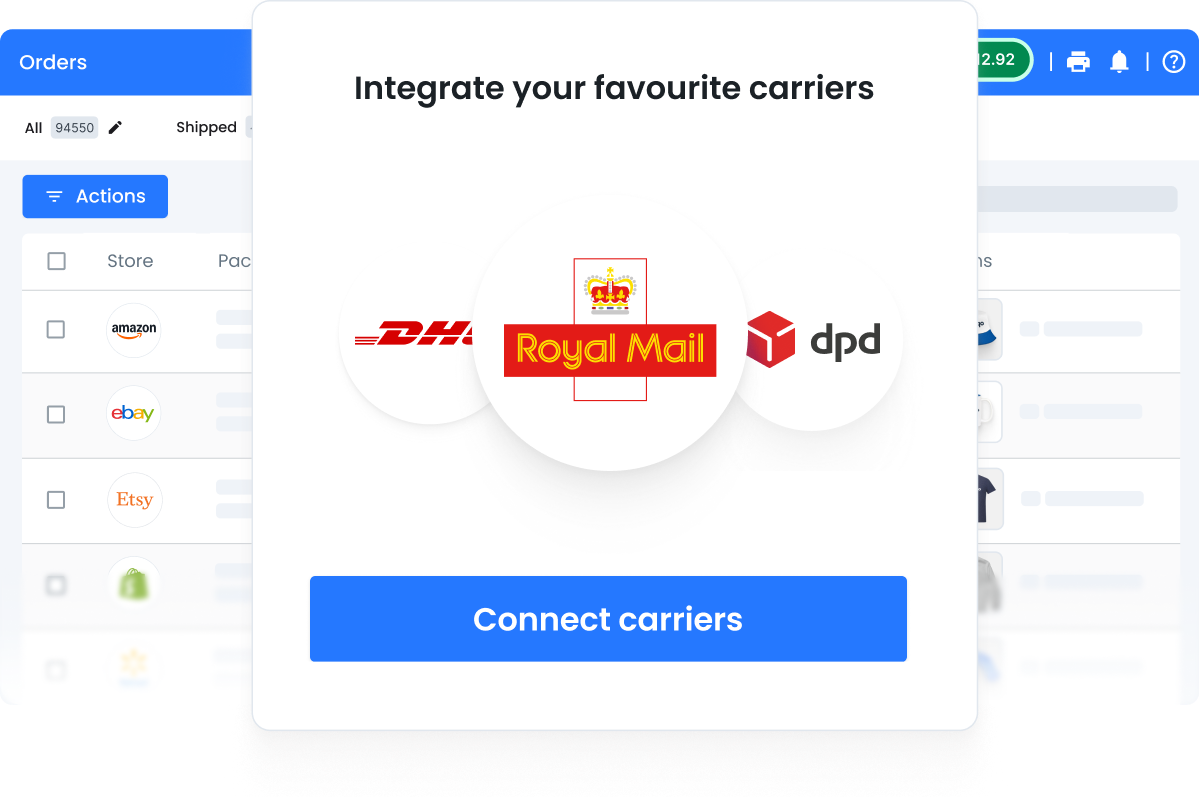 Shipping dashboard view