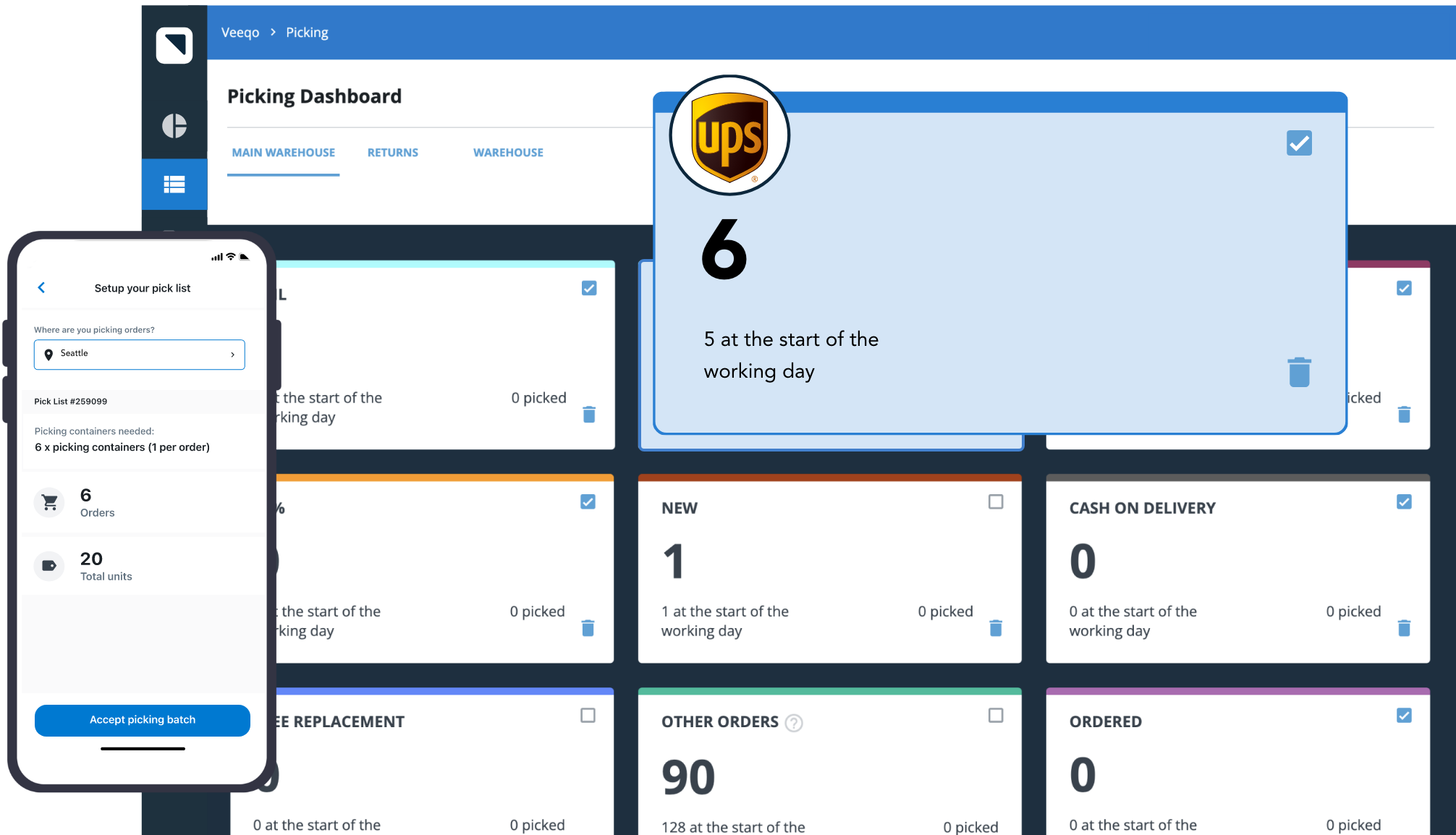Digital picking dashboard