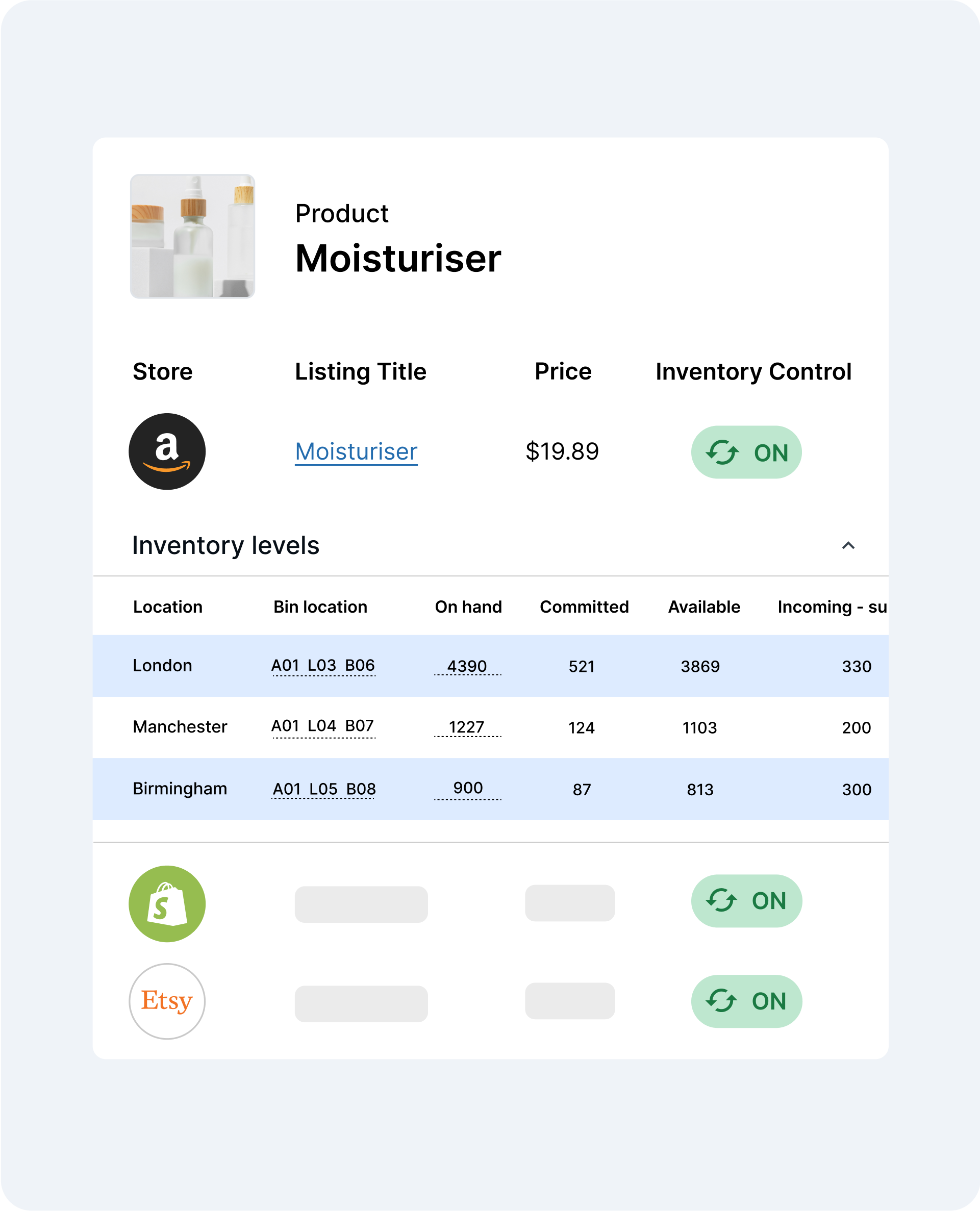 Inventory table UK