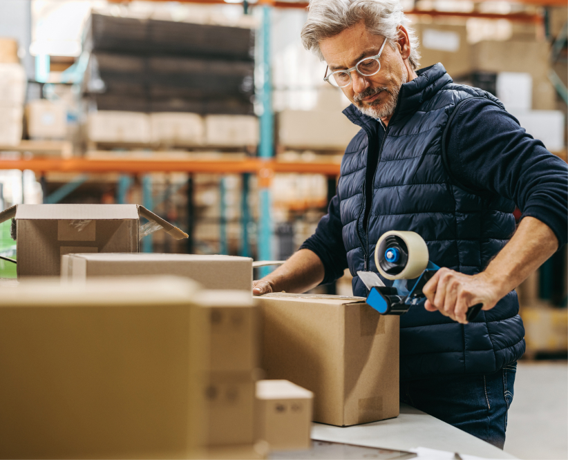 Man packing boxes