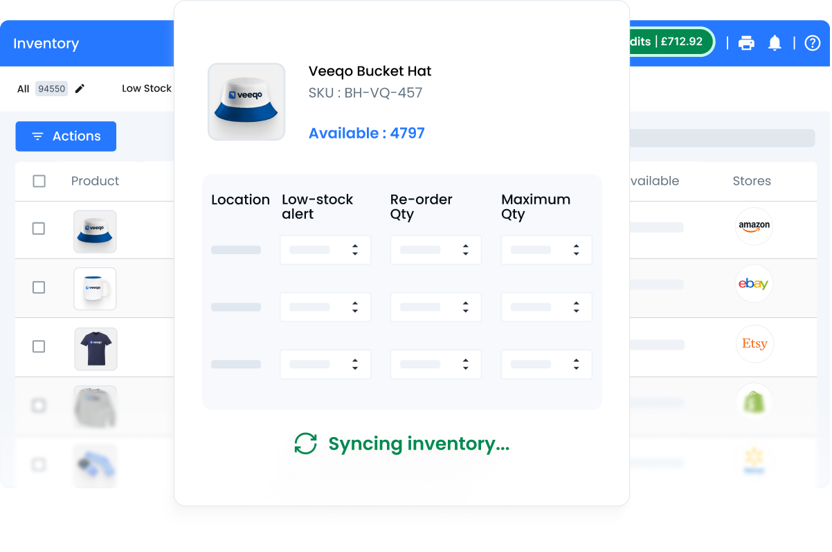 Inventory dashboard view