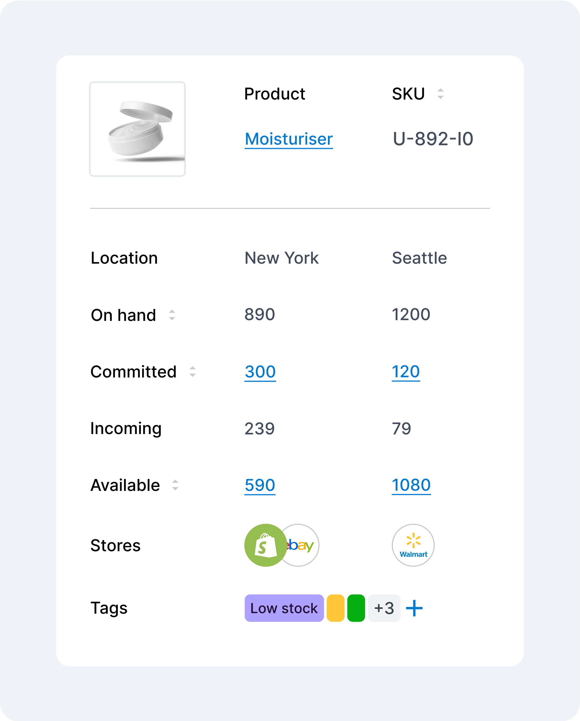 Inventory tracking UI in Veeqo
