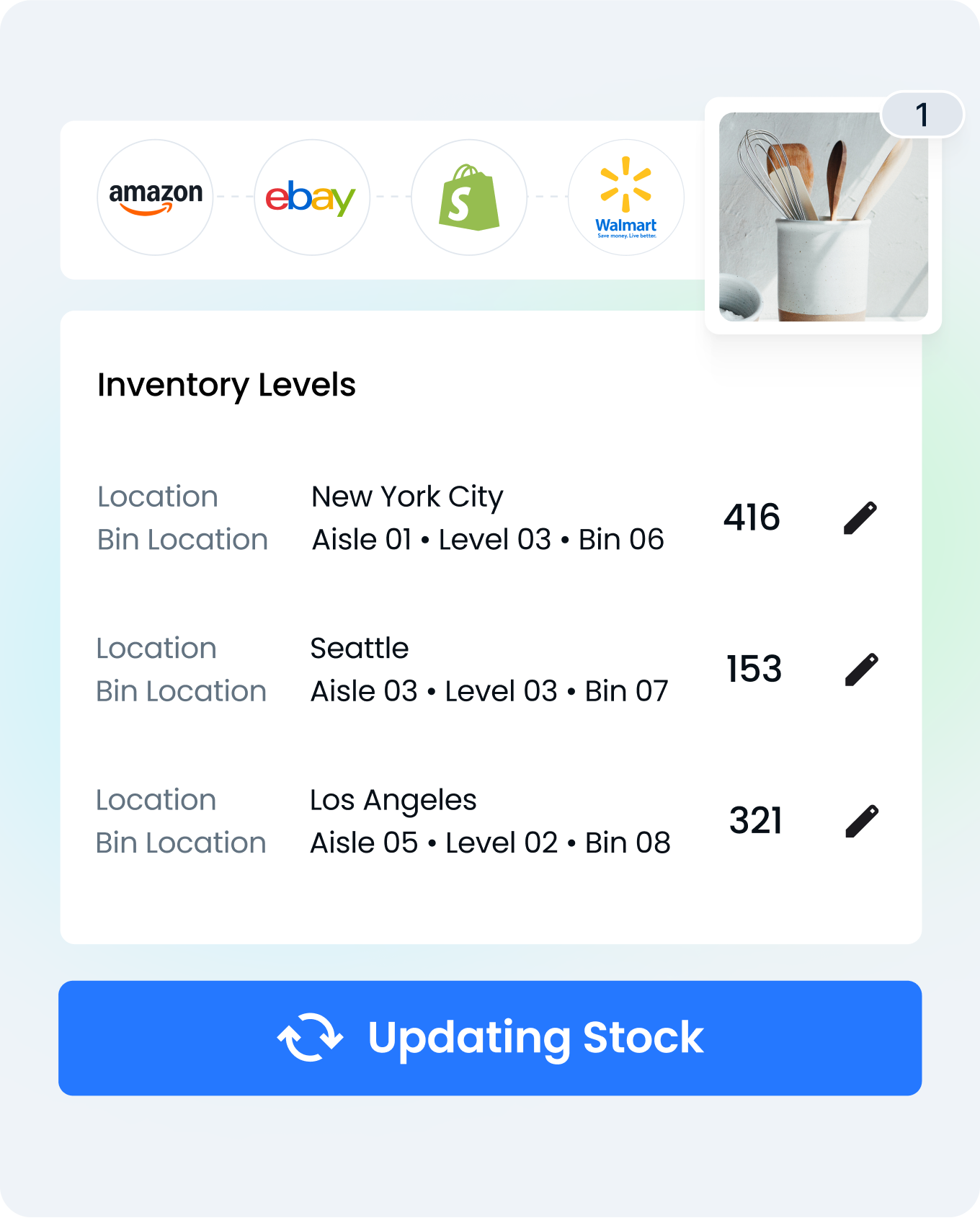 Automatically update inventory levels